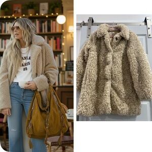 Inland Los Angeles Curly, Faux Fur Coat, Oversized Teddy 90s Y2K Chic, Size L